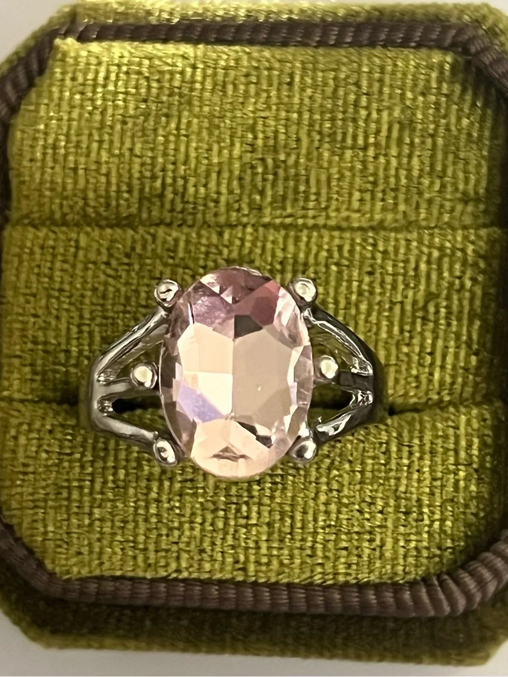 Elegant/Classic Titanium Steel Faux Pink Topaz Ring Size 9 NWT
